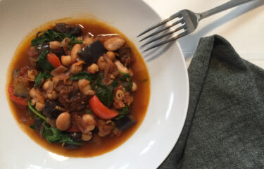 Bean, vegetable and prune tagine